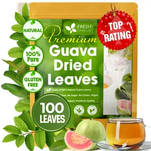 【FreshDrinkUS】 Premium 100+ Natural Guava Leaves, Whole Dried Leaves, 100% Pure from Guava Leaves, Natural Guava Loose Leaf Herbal Tea, No Additives, No Caffeine, Vegan Beverage