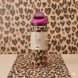 Owala "Wild at Heart" 32oz Free Sip Limited Edition UO Cheetah Print Vacuum Flask, Kitchenware Drinkware, Flasks