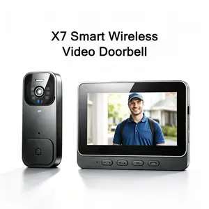 X7 Rechargeable Wireless Doorbell Camera with Monitor - Home Security System, 2-Way Talk, Night Vision, No WiFi, No App, No Monthly Fees, Security Cameras for Home, Video Doorbell