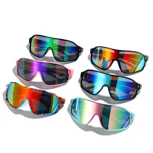Unisex Oversized Wrap-Around Sport Sunglasses - Resin UV400 Protection HD Mirrored Lenses, Anti-Blue Light Trendy Shield Eyewear for Cycling, Outdoor Sports