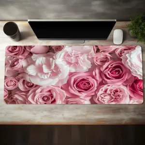 Floral Pattern Mouse Pad, Rectangle Gaming Mouse Pad, Office Desk Keyboard Mat for Home Office Game, Non Slip Mousepad, Gaming Accessory, Desk Accessories