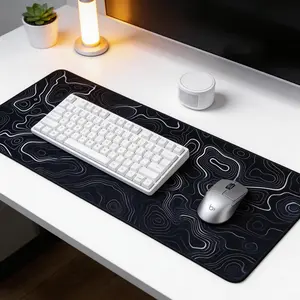 Abstract Geometric Extended Desk Mat with Stitched Edges & Non-Slip Base for Gaming Comfort and Durability,summervibes