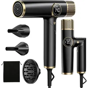 Dual Voltage Travel Hair Dryer with Diffuser, 1900W Professional High-Speed Ionic Blow Dryer for Fast Drying, Lightweight, No Heat Damage, Global Use 110V-240V
