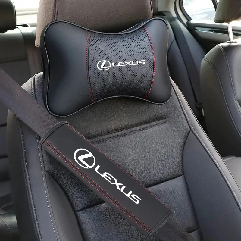 Leather Automotive Car Headrest Neck Pillow Seat Belt Shoulder Pad for Lexus ES300 RX330 RX300 GS300 IS250 IS200 CT200h IS300 NX RX LX GX GS Car Accessories
