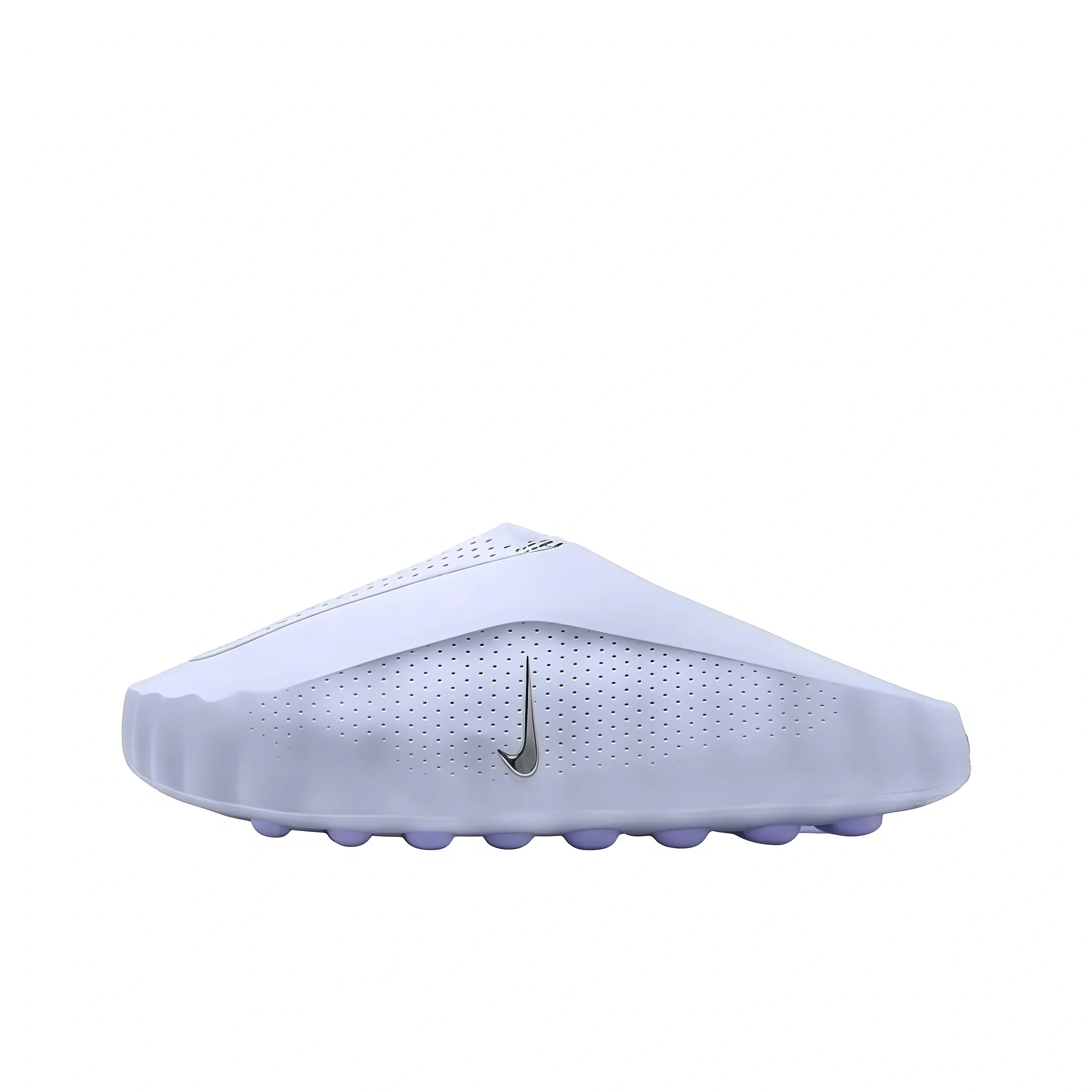 Pale Lavender Recovery Slide Sandals, Perforated Breathable Upper, Wave Shaped Cushion Sole With Light Purple Anti-Slip Outsole Nubs