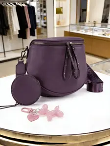 New Fashion Retro Women's Saddle Bag, Lychee Pattern Design, Wide Strap, Shoulder or Crossbody, Casual Crossbody, Stylish and Versatile Accessory