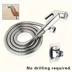 Stainless Steel Toilet Spray Kit with Compressed Valve – Adjustable Bidet Sprayer for RV, Camper, Boat & Marine Toilets – Heavy-Duty Manual Water Spray Set with Hose & Adapter