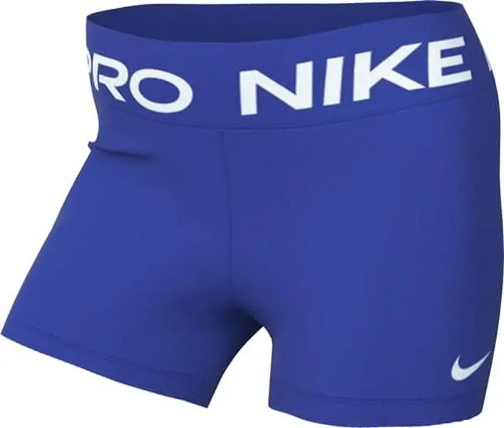 Nike Women's Pro Mid-Rise 3" Bike Shorts with No Front Seam, Hyper Royal/White S