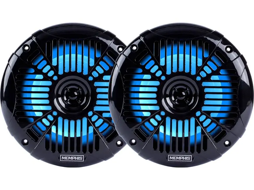 Memphis MXA602SL 6-1/2" 2-Way Powersports Speakers Pair Polypropylene Woofers with Rubber Surrounds Aluminum Dome Tweeters UV-Resistant Grilles 2-40 Watts RMS