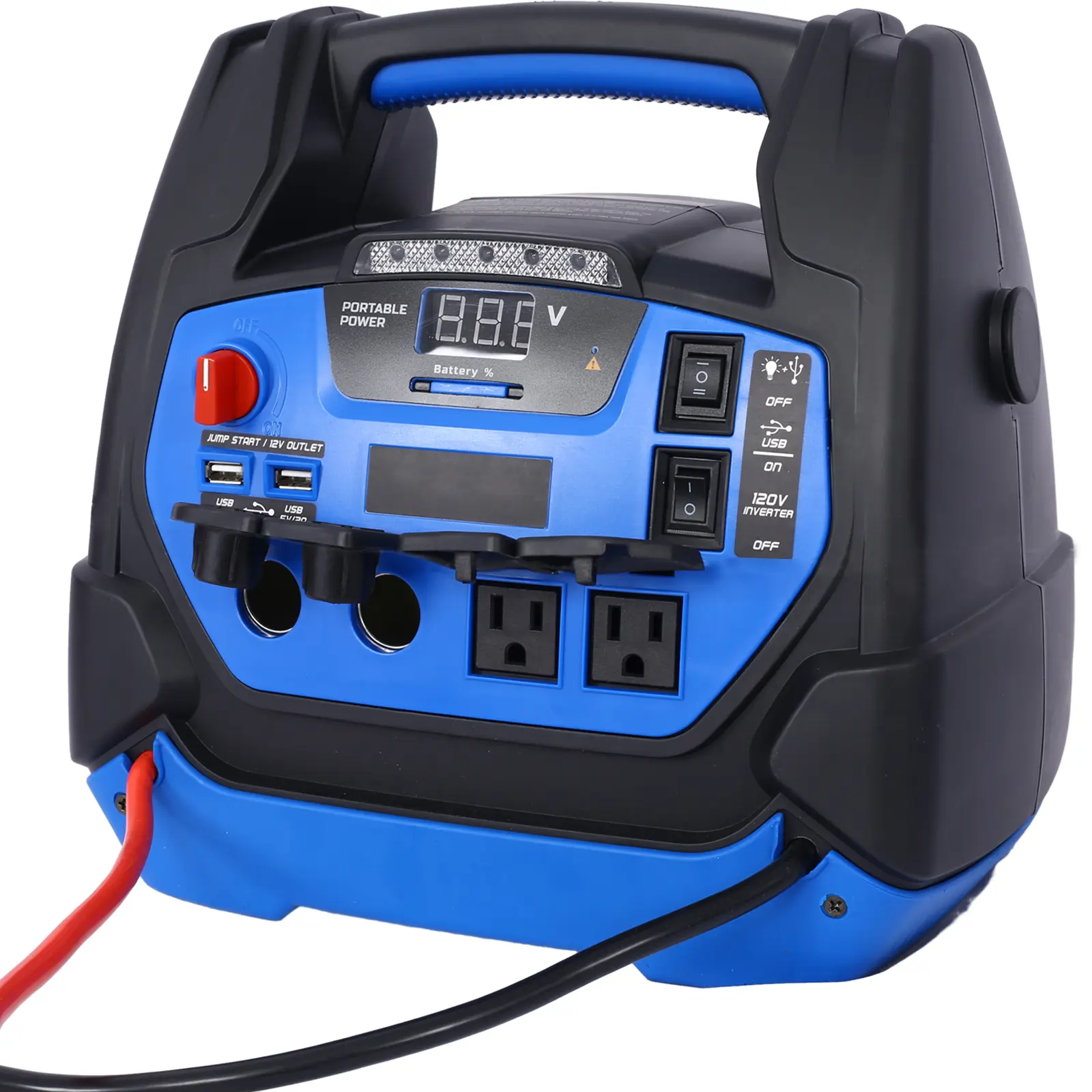 Rechargeable  Jump Starter for Gas Diesel Vehicles - 1800 Amps with Air Compressor and AC, 12V DC, USB Power Station Automotive Car Essentials