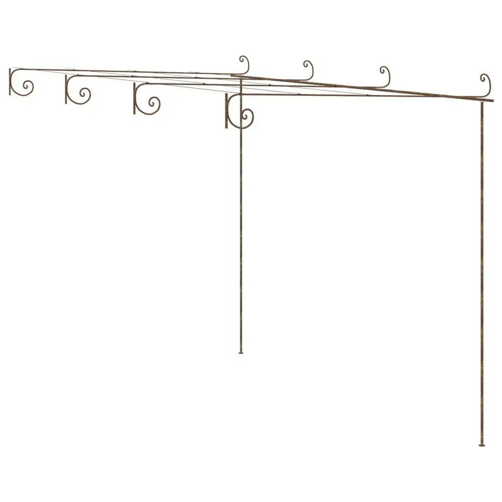 vidaXL Pergola, Garden Arbor Patio Metal Shelter, Lean to Pergola for Garden Porch Terrace Deck, Industrial Style, Antique Brown Iron 313998
