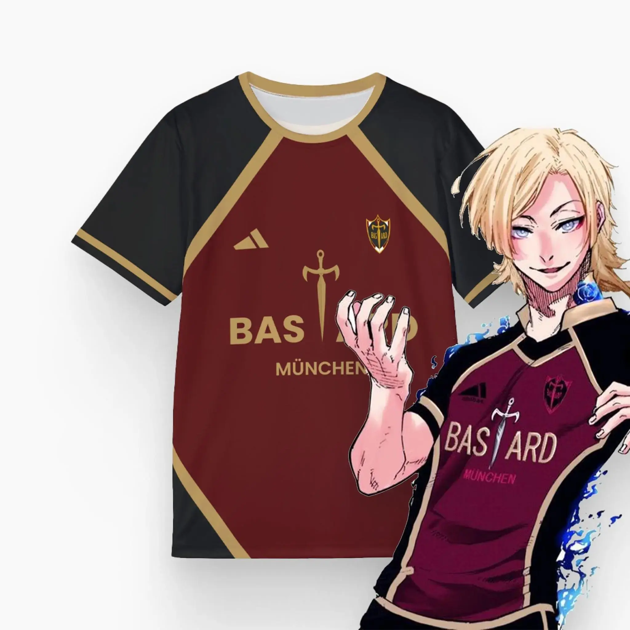 Bastard Muchen Cosplay AOP T-shirt, Kaiser, Ness, Isagi, Yukimiya jersey shirt, Anime Cosplay, Gift for fan