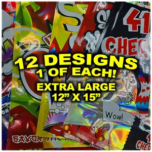 12 Pack 1lb (12" x 15") Heavy-Duty Zip Storage Bags Assorted Designs