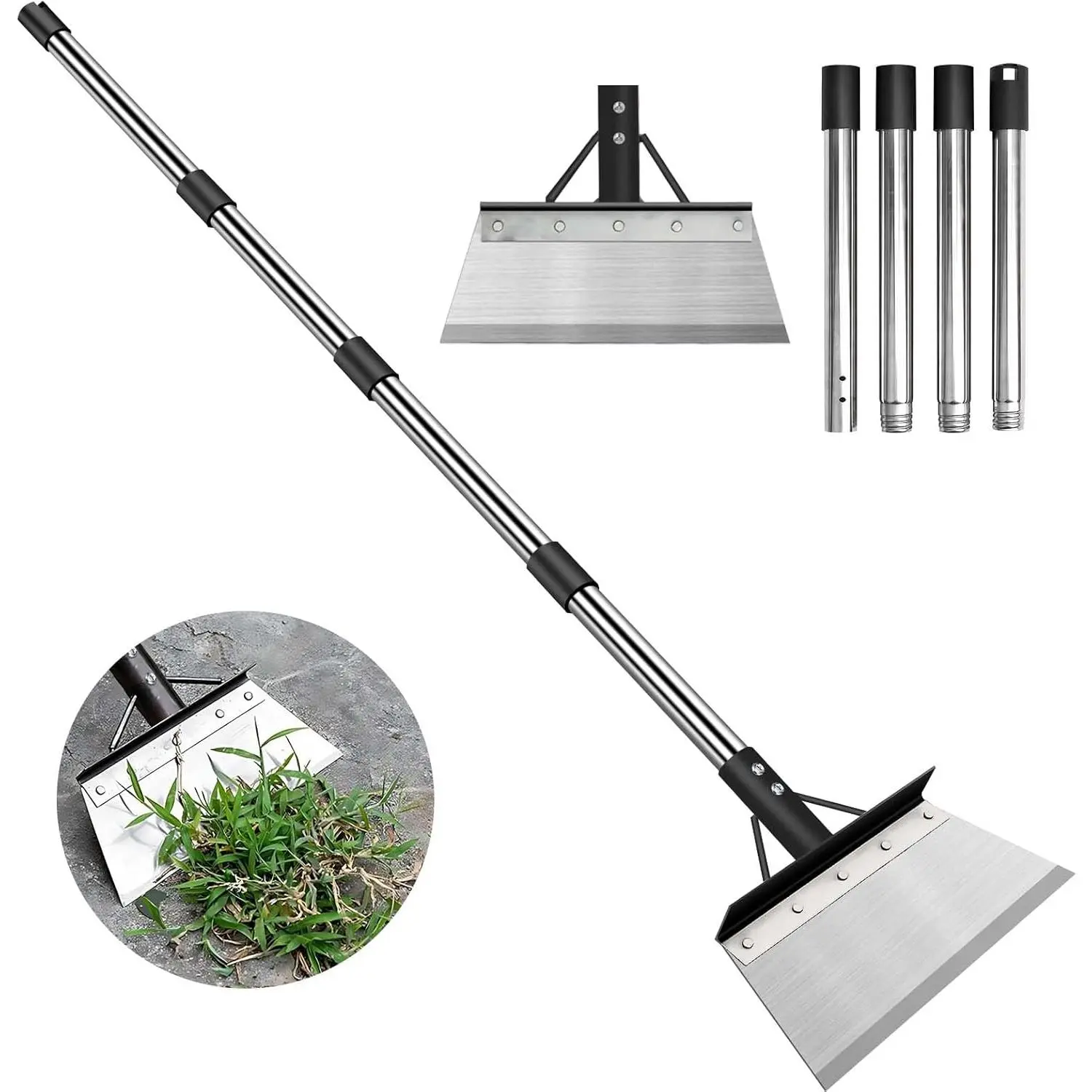 Heavy Duty Steel Flat Shovel, 59" Adjustable Handle Multifunctional Garden Supplies Tool, Durable Gardening Tools for Weeding, Lawn Edging, Ice Removal