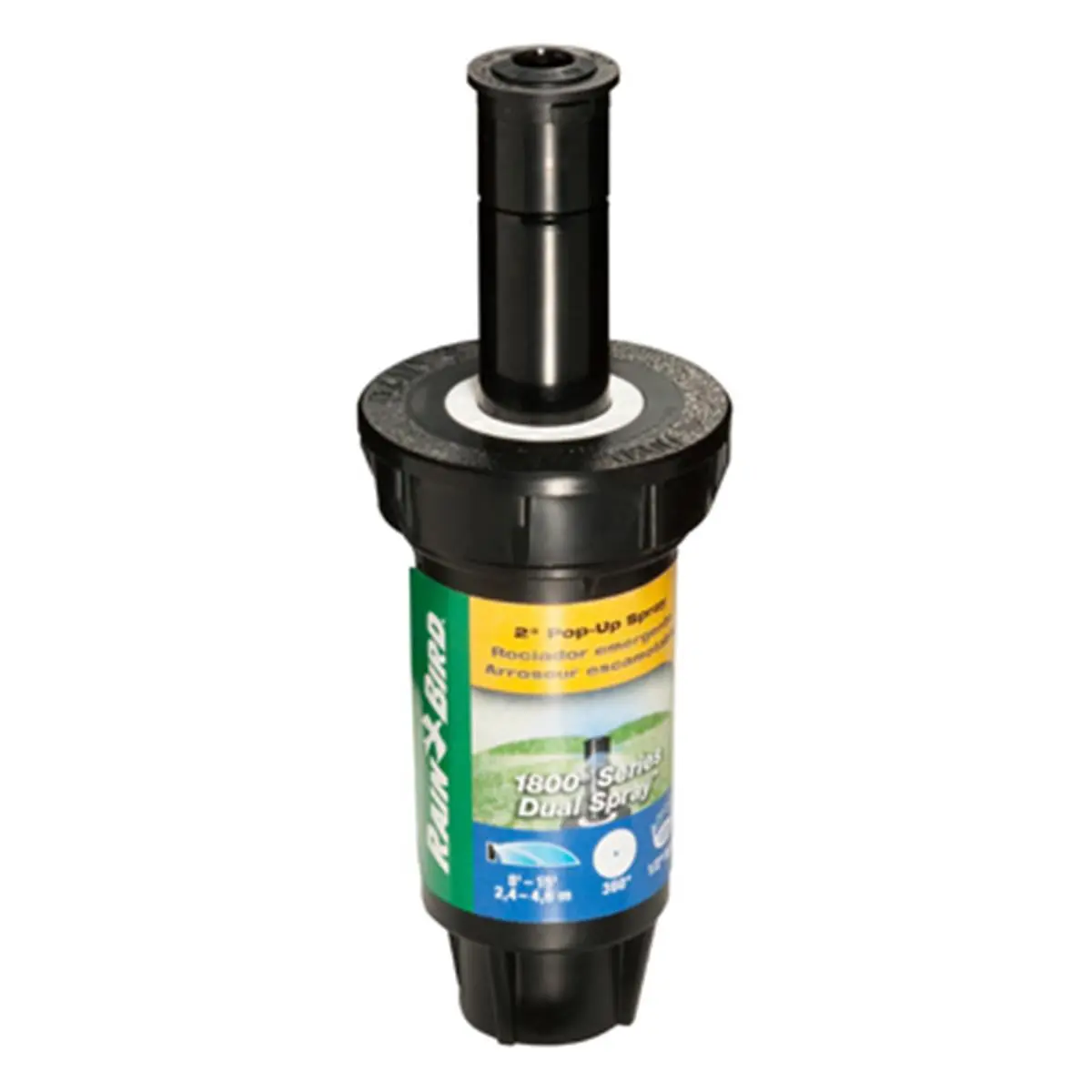 Rainbird National 1802FDS Full Circle Pop Up Spray Head - 2 in., Dual Spray Nozzle, Easy Nozzle Alignment, Eliminates Brown Spots, Patented Close-In Watering, Pressure Activated Co-Molded Wiper Seal, Stainless Steel, Outdoor