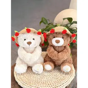 New 2026 Valentine's Day Cute Teddy Bear Plush Toy, complete with roses, a romantic flower hat, and a bouquet of flowers—a perfect gift for your girlfriend, boyfriend, or wife. Cuddly Stuffed Animal