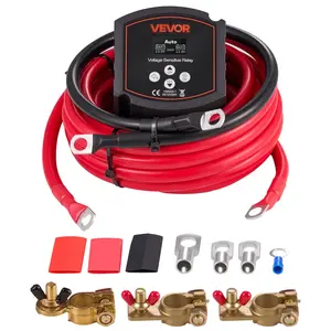 VEVOR Dual Battery Isolator Kit, 12V 300 Amp, Manual and Automatic VSR Voltage Sensitive Relay with Voltmeter, LCD Screen, Smart Battery Isolator, Compatible with Lead-Acid Batteries, for UTV, ATV