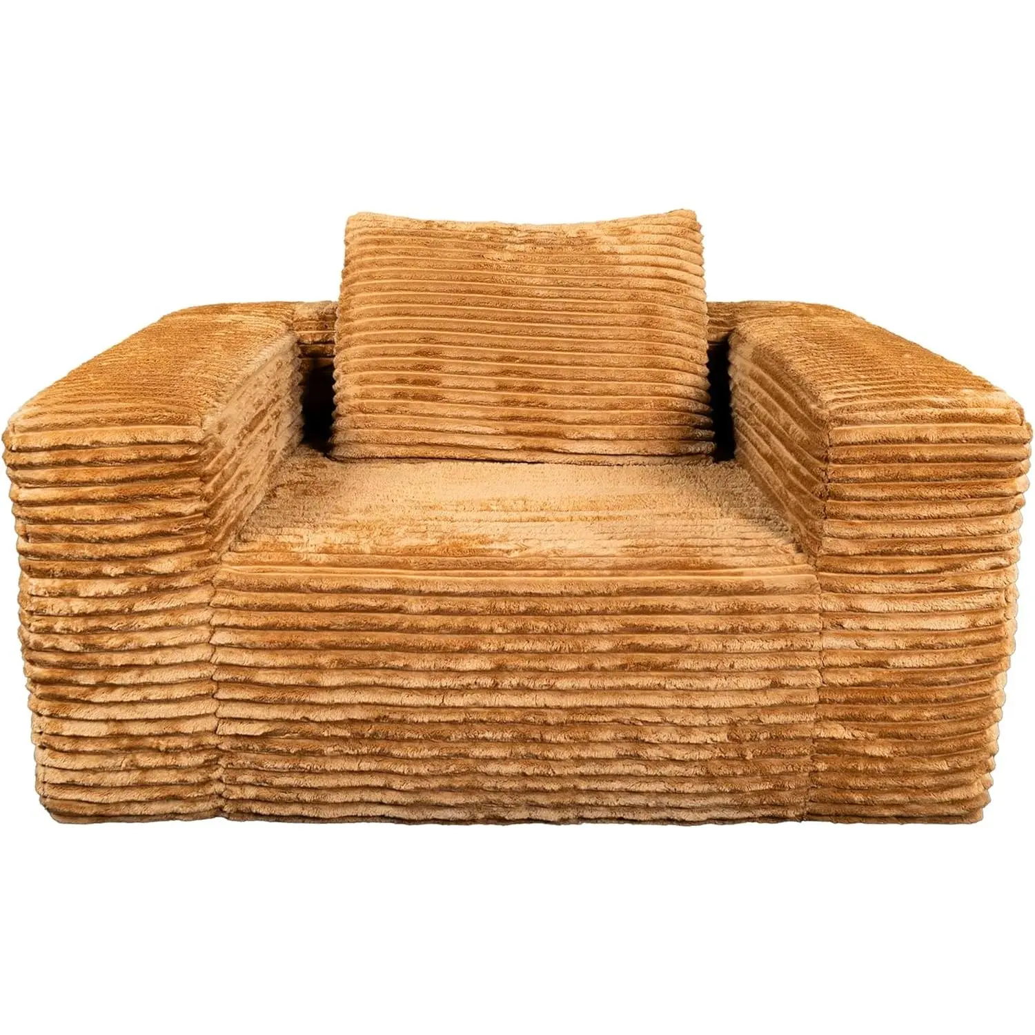 Single Seat Textured Corduroy Beanbag Sofa - Modern Sofas Couches, 51.2"x35.4"x23.6" Horizontal Rectangle, Cloud-Soft Plush Fabric, High-Density Foam Core, Sturdy Ergonomic Curved Back Mini, 440 lbs Support, Anti-Shock, for Adults' Bedroom, Office Corners