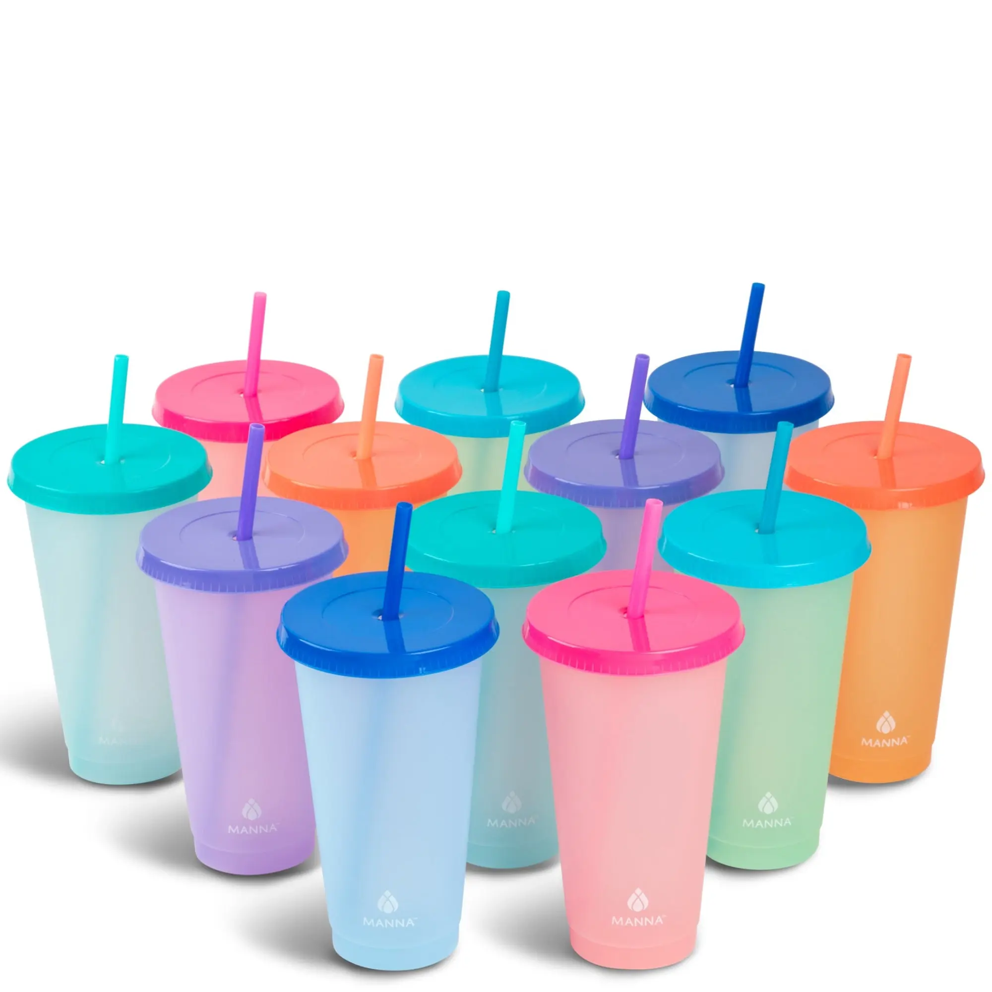 24-Piece Pastel Thermochromic Tumbler Set - Non-Toxic, Reusable, Washable, Portable Drinkware, Travel-Friendly Color-Change Water Bottles, Stacks for Storage, Ideal for Daily Kitchen Use
