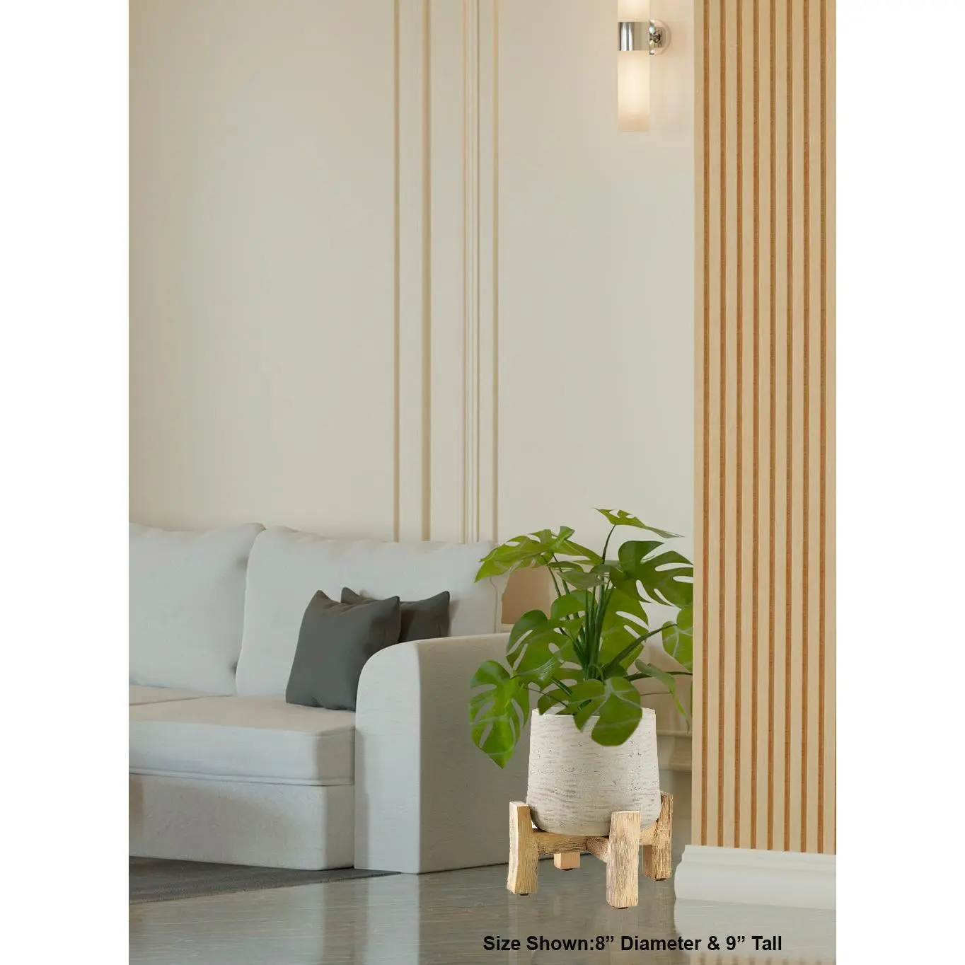 Minimalist Cement Planter with Wooden Legs Collection