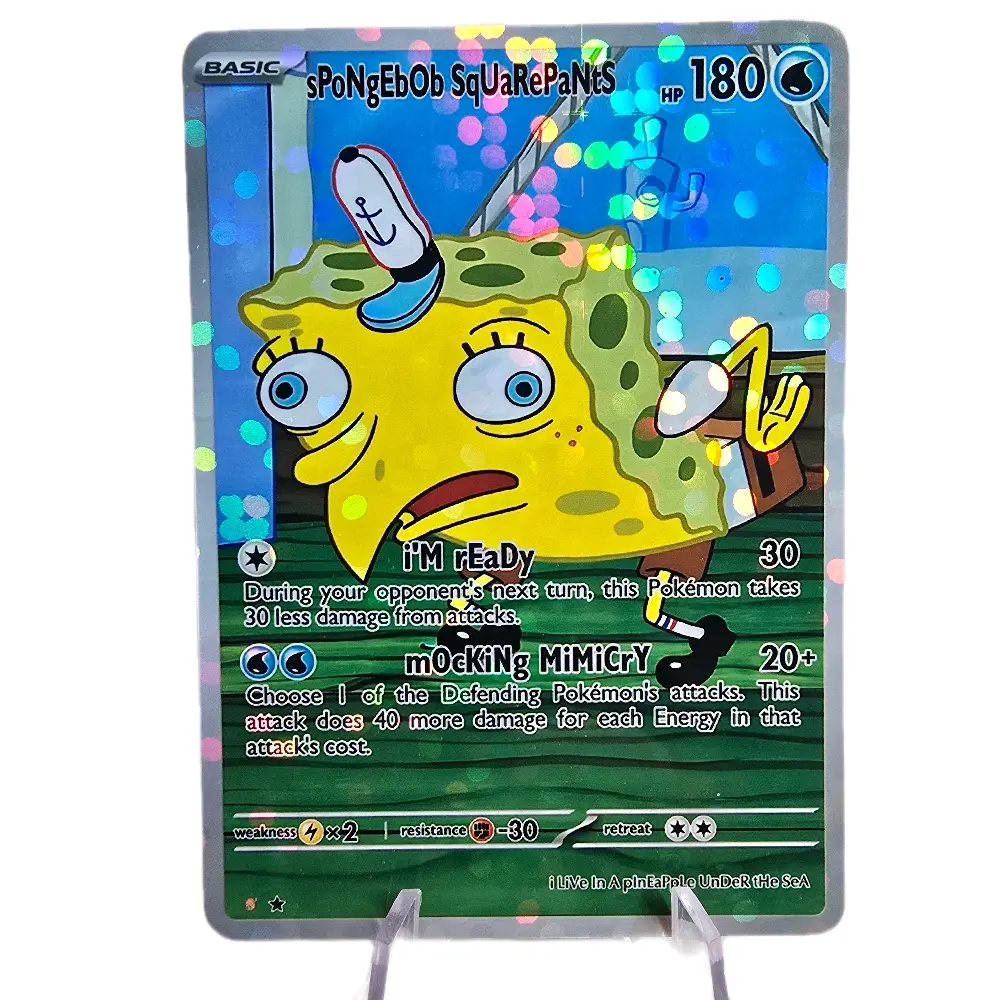Mocking SpongeBob Meme Custom Holo Card - Multiple Holo Finishes - Physical TCG