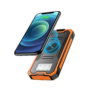 RETMSR 20000mAh Portable Chargeable Solar Magnetic Power Bank Charger YD-888W-OR, Fast-Charging USB-C & Dual USB Ports, Built-in LED Lamp, Universal Mobile Phone Protection, Ideal for Outdoor Camping, Off-Grid Emergencies (Phone Accessories), Smartphone