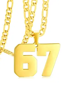 Men & Women 67 Number Necklace, Hip Hop Pendant Chain, Cuban Link Design, Trendy Numerical Jewelry Gift, Street Style Fashion Accessory
