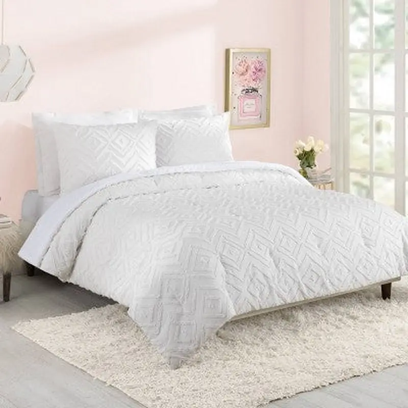 Full/Queen Teen Diamond Clip Dot Comforter Set White - Makers Collective Does not apply