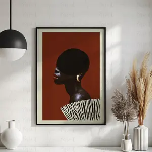 Afro Surreal Abstract African Woman Wall Art, African American Art Poster, Bold Black Art Print, Modern Afrocentric Home Decor