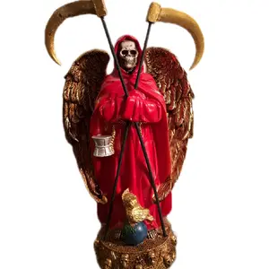 9 inch Santa Muerte Statue with Wings - Religious Decor, Gold Finish, Angelic Features, Unique Design - Ornaments Spirituality Elegance