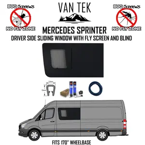 Mercedes Sprinter SLIDING Window WITH FLY SCREEN And BLIND – Driver Side