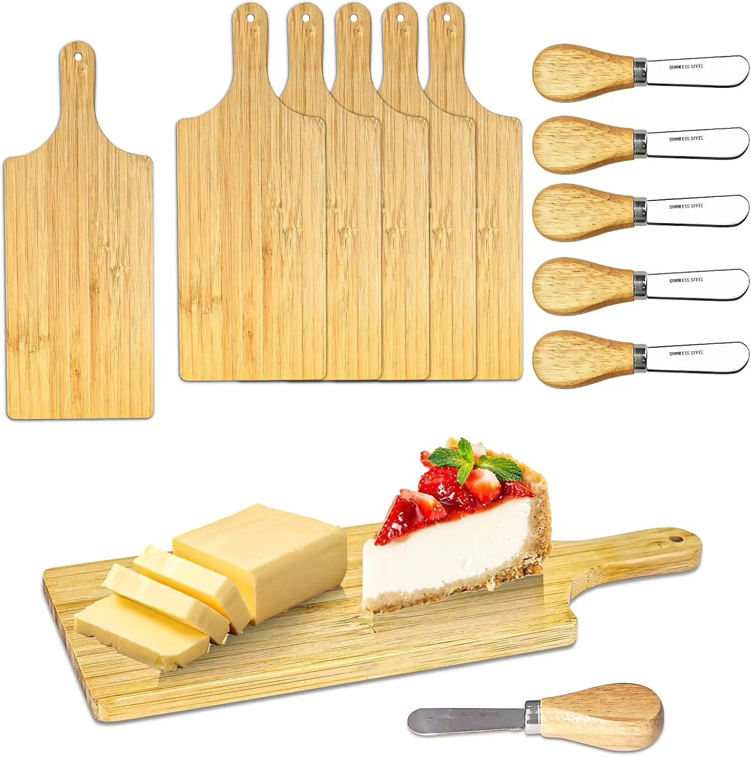 【Father's Day Gift】 Mini Charcuterie Boards set of 6, Cutting Boards Wood Cheese Board, Thicken Bamboo Chopping Board Serving Trays Small Charcuterie Boards Kitchen Wooden