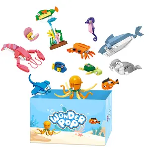【Summervibes】WISE BLOCK Ocean Adventure Building Kit - 556pcs STEM Construction Set, Educational Crab & Sea Animals Marine Life Blocks for Kids Ages 4+ Creative Playset