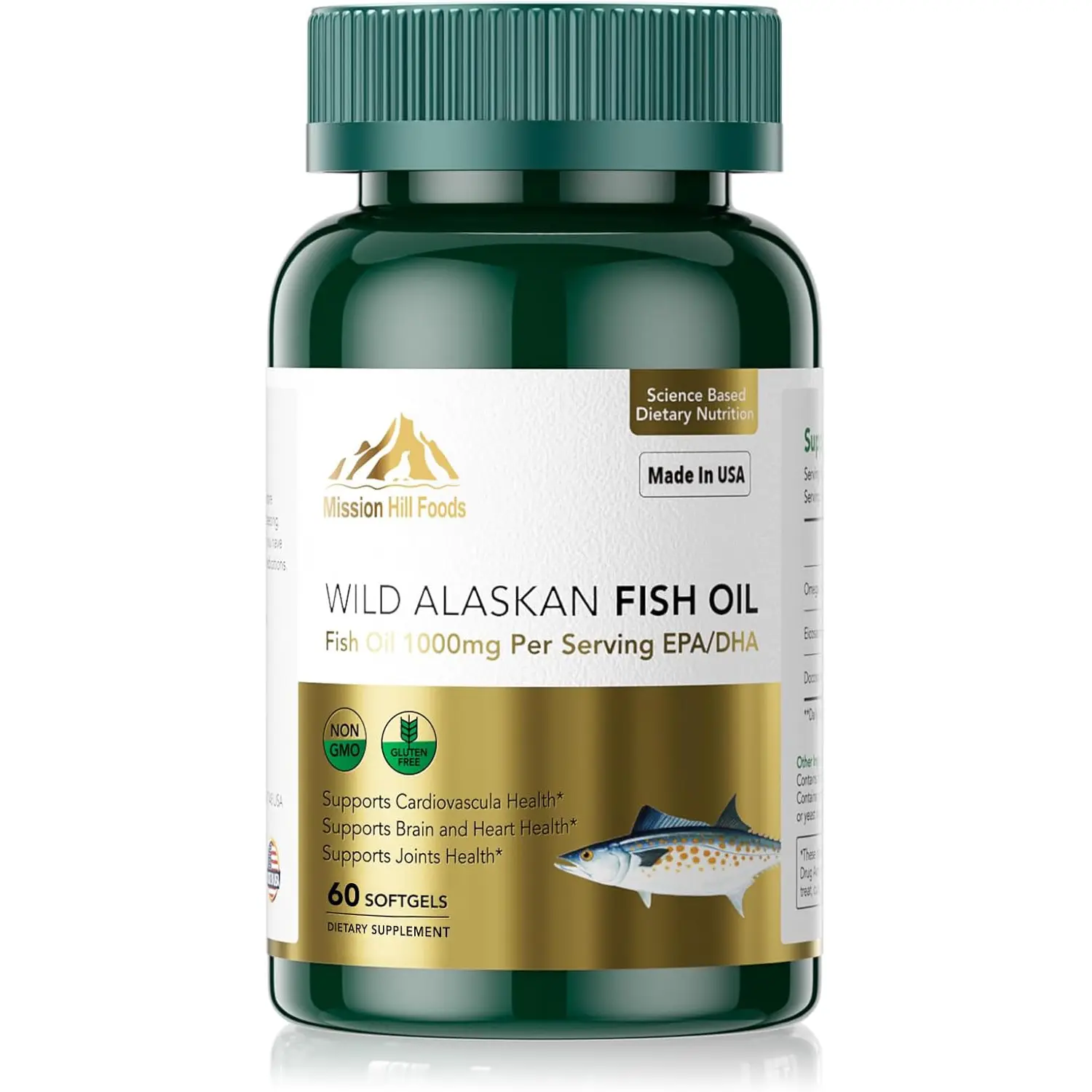 Omega-3 Fish Oil 1000mg | High EPA DHA | Heart Brain & Joint Support | Burpless Softgels