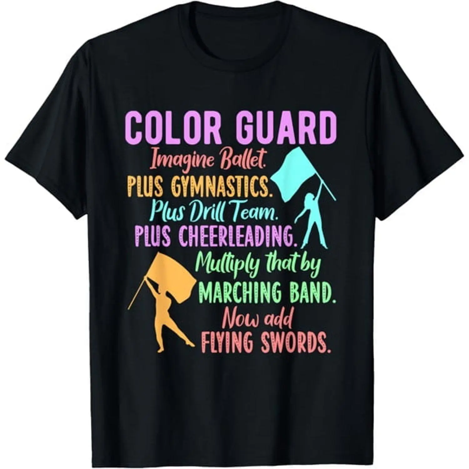 Women's Short-Sleeve Color Guard Graphic T-Shirt, Comfortable Athletic Casual Top for Practice & Performance Wear, Shortsleeve, Tops