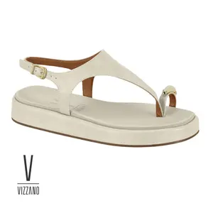 Vizzano Slingback Toe-Ring Flatform Sandals Women's Comfy Thong Slingbacks with Gold Ring Accent Everyday Flatform Sandals Adjustable Strap for Summer Walking Shoes