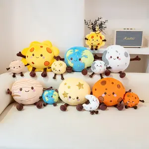Cute Smile Face Planet Plush Toys Stuffed Interstellar Earth Moon Sun Moon Mars Saturn Venus Star Doll for Kids Birthday Gift