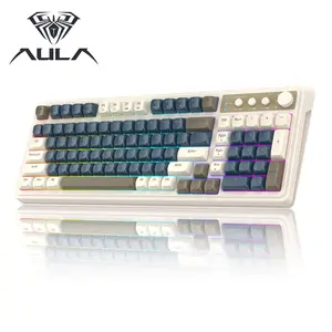 [Restock]AULA S99 Key Keyboard, Tri-Mode Bluetooth/2.4GHz/USB-C Cute Creamy Gaming Keyboard with Number Pad RGB Backlit, Media Knob Custom for MAC Xbox PC Gamer Valentine's Day gift S99 Keyboard Fixed Keycaps & Switches (Non-Replaceable)
