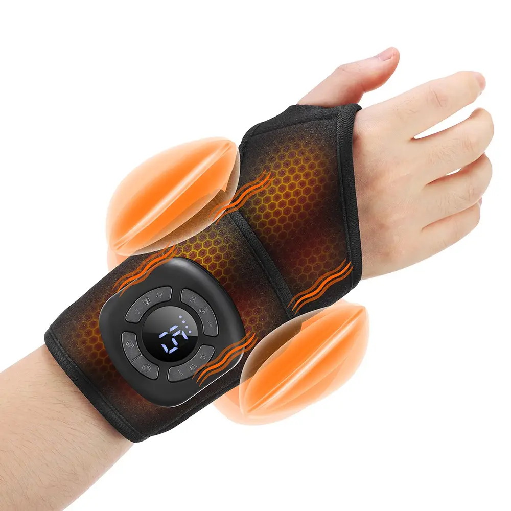 Air Compression Relax Wrist Massager with Heat 3 Modes 5 Levels Vibration Rechargeable Cordless Portable Muscle Massagers for Carpal Tunnel Mouse Hand Relief Festival Gift