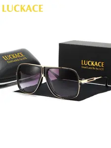 LUCKACE Retro Large Frame Pc Material Unisex Sunglasses, Suitable For Daily Commuting, Outdoor Cycling, Driving To Reduce Sun Protection, Fashionable Accessories For Parties, Light Luxury And Nobility