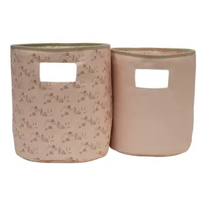 Happy Camper Storage Tote -  2 Pack Set - Durable & Stylish Bin, Bag, and Organizer