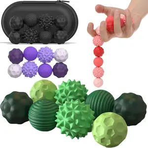 Fidget Ball Toy, Silicone Sensory Stress Relief Toy for Adults, Teens with Autism, ADHD, Anxiety, Fun Textures Roller Travel Toys Gift, Sensory Grippie Set