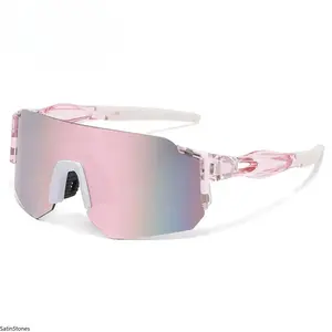 Women's Semi-Rimless Colorful PA Frame Sport Sunglasses - Windproof UV400 Anti-UV UV-Blocking Off-Road Cycling Eyewear, Outdoor Cycling Accessories for Mountain Biking, Uv-Blocking Women's Sunglasses
