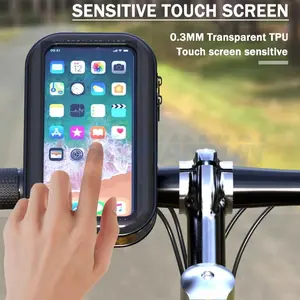Waterproof Bicycle Phone Holder, Motorcycle Bike Handlebar Fixture Mount Phone Case Bag, Bike Phone Stand Mount for iPhone 17 16 15 Pro Max 14 13 12 11 Samsung