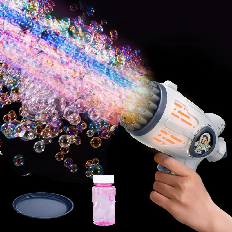 Bubble Machine Toy, Handheld Bubble Maker with Tray and 50 ml Bubble Solution, Fun Indoor and Outdoor Interactive Bubble Blower for Kids and Adults, Party Bubble Machine