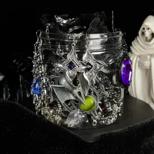 Jollyhit【No Gold】30PCS Light Goth & Witchy Jewelry Jar –Costume Jewelry Set for Girlfriend Gift, Perfect Birthday Gift