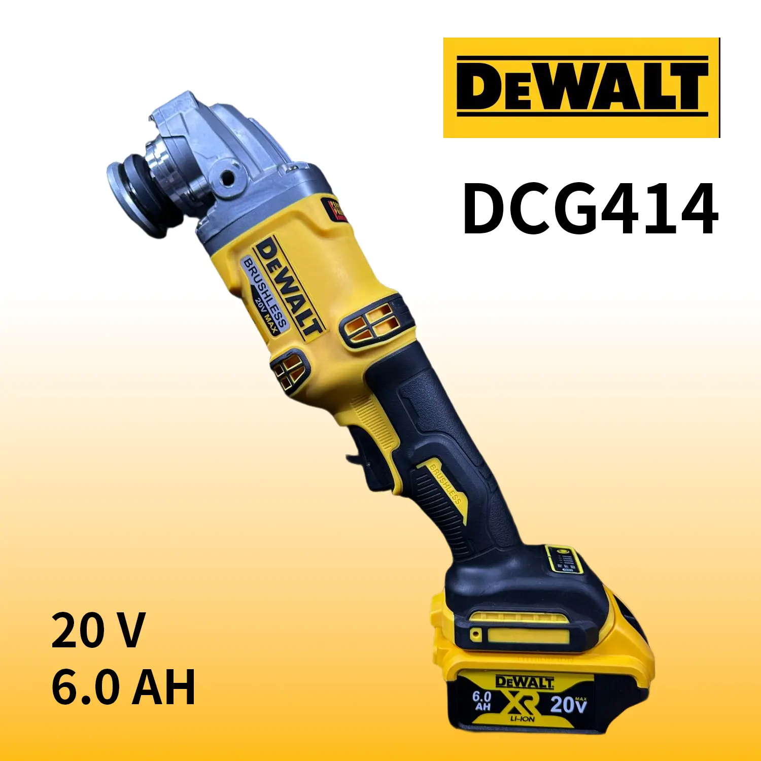 DEWALT DCG414 60V MAX FLEXVOLT 125mm Angle Grinder, 9000 RPM No-Load Speed, 1700W Output Power, 6A Equivalent Motor for Cutting, Grinding, Sanding and Wire Brush Applications