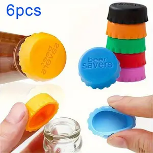 Reusable Silicone Bottle Caps, 6 pcs， Leak-Proof, Durable & Colorful Covers for Beer, Wine, Vinegar - Perfect for Kitchen Storage & Organization
