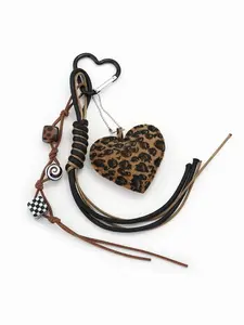 Leopard Heart Rope Paracord Charm Keychain Lanyard, Trendy Cute Keychain, Vintage Accessory for Purses & Bags, Perfect Gift Idea for Fashion Lovers, Keychain Included