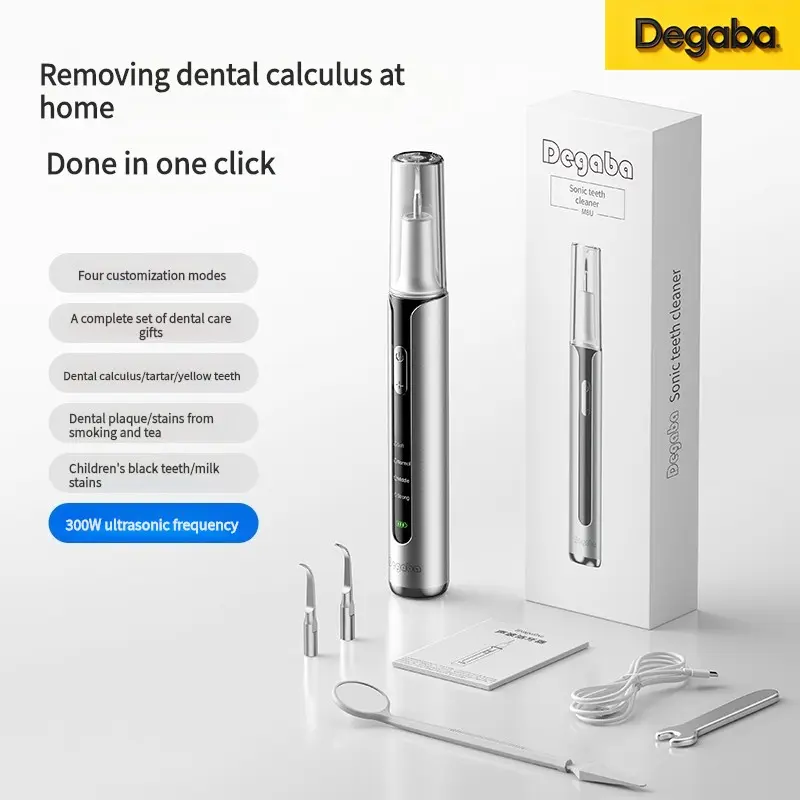 Portable Dental Cleaner, Electric Teeth Cleaning Tool with LED Light, 4 Modes Rechargeable Kit, Daily Cleansing Tooth Plaque Remover, Christmas Gift